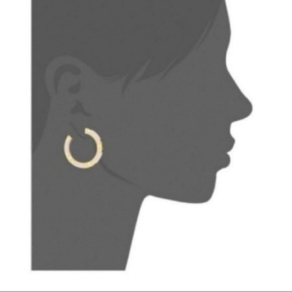 NWT TORY BURCH T-STRIPE IVORY GOLD HOOP EARRINGS - Picture 6 of 7